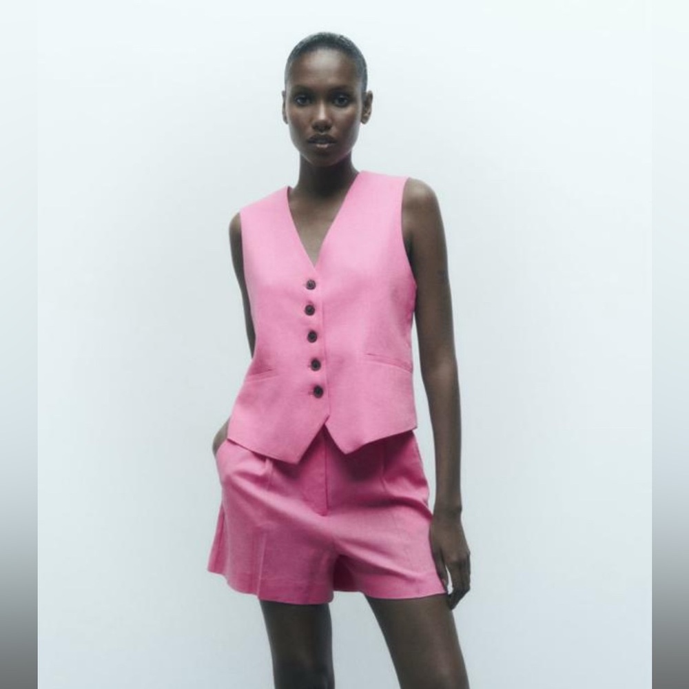 Zara Pink Women's Linen Vest size S